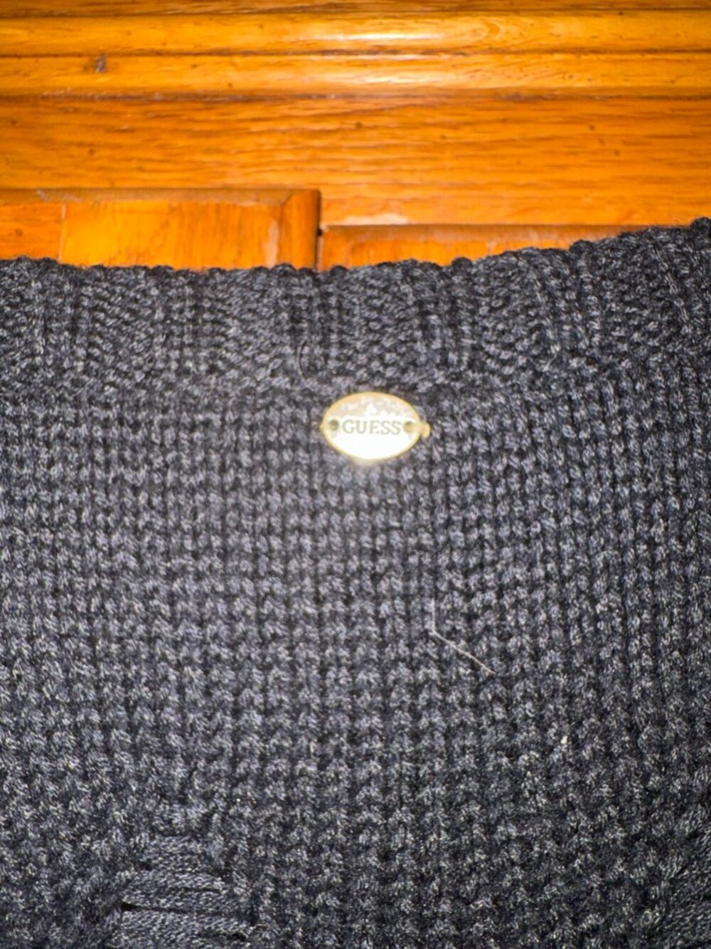 Guess Black Distressed Knit Crew Neck Sweater image 2